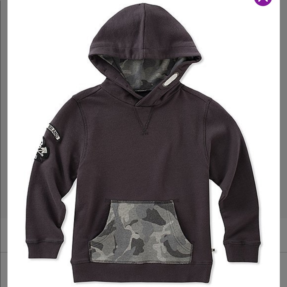 Lucky Brand-Flint Camo Dark Gray Pullover Long Sleeve Hoodie-Boys Large-NWT